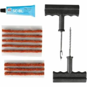 Kit de Réparation Pneu Tubeless - 8 Mèches & Accessoires - Compatible avec Tous Pneus Sans Chambre