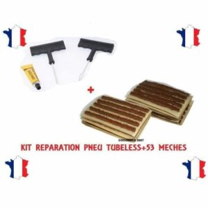 Kit de Réparation Pneus pour Voiture et Moto + 53 Meches - Solution Complète et Pratique