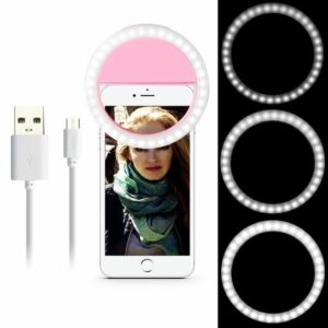 Lampe Selfie LED Portable - Ring Light pour Améliorer vos Photos sur iPhone, Samsung, Sony, LG et HTC