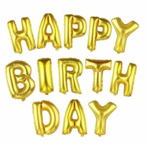 Lettres de Ballons en Or - Joyeux Anniversaire : Décorez votre Fête avec Élégance et Style!