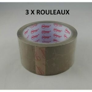 Pack de 3 Rouleaux de Ruban Adhésif Brun Havane 50M x 48mm - Idéal pour Emballage et Rangement