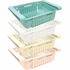 Lot de 4 Boîtes de Rangement Frigo JOEJI'S KITCHEN - Plastique Coloré 20x16x7 cm - Organisez Votre Cuisine!