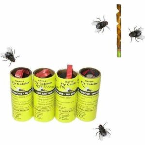 Pack de 4 Rubans Attrape-Mouches Écologiques - Solution Efficace contre les Insectes
