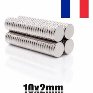 Lot de 10 Aimants Néodyme Disques Ronds Super Puissants 10mm x 2mm - Idéal pour Bricolage et Projets
