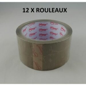 Pack de 12 Rouleaux de Ruban Adhésif Brun Havane 50M x 48mm - Idéal pour Emballage et Protection
