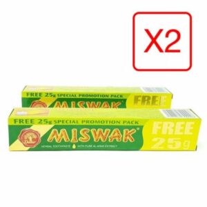 Lot de 2 Dentifrices Miswak Dabur SANS FLUOR - Pureté Naturelle pour un Sourire Éclatant