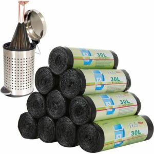 Lot de 200 Sacs Poubelle 30L avec Poignées - Résistants, Recyclés et Anti-Fuites, Idéaux pour Votre Maison