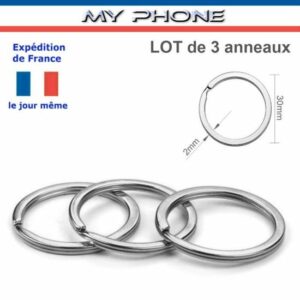 Lot de 3 Anneaux Porte-Clés Argent Métal 30 mm - Design Fendu et Pratique pour Tous vos Clés