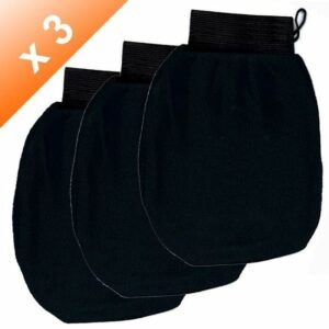 Lot de 3 Gants de Gommage Kessa Noir - Gommage Profond pour Peau Douce - Unisexe