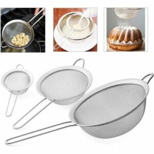 Lot de 3 Passoires Coniques en Inox - Tamis de Cuisine Idéal pour Filtrer et Écumer
