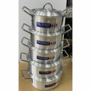 Lot de 5 Faitouts Victoria en Aluminium Empilables - Marmites avec Couvercle, 18 à 26 cm, Tous Feux sauf Induction