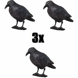 Lot de 3 Figurines de Jardin Corbeau Anti-Pigeon - Décoration Élégante en Plastique Noir