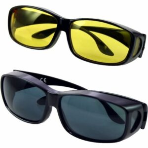 Ensemble de 2 Surlunettes : Lunettes de jour et de nuit, protection solaire optimale !