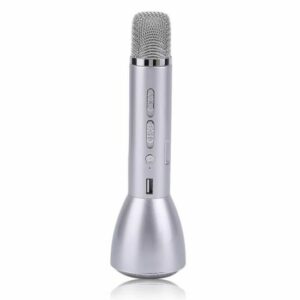 Mini Microphone Karaoke Bluetooth USB sans fil pour PC et smartphone - Couleur Argent