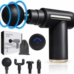 Pistolet de Massage Mini Rechargeable avec 4 Têtes - Soulagement Musculaire Instantané