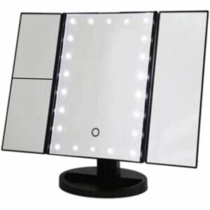 Miroir de Maquillage LED Pliable 2X/3X/10X - Miroir à Trois Volets pour un Maquillage Parfait