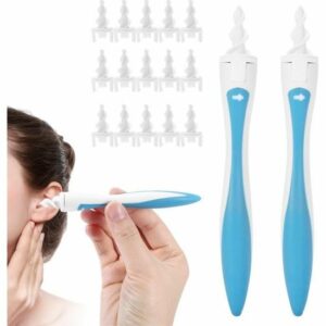 Nettoyeur d'Oreilles Spirale avec 16 Embouts Lavables - Aspirateur Cérumen pour Bébé et Adulte