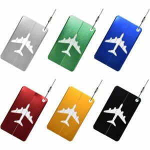 Set de 6 Étiquettes de Bagage en Aluminium avec Corde en Acier Inoxydable - Idéal pour Valises et Avions