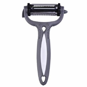 Trancheuse Multifonction pour Fruits et Légumes - Éplucheur Rotatif de Carottes et Melons, Gris