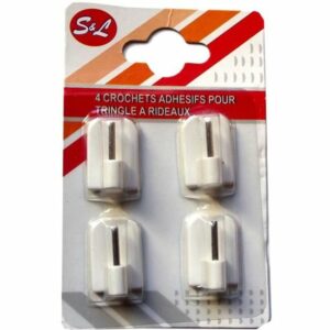 Parquet de 4 crochets adhésifs autocollants pour tringle à rideaux - Résistants et pratiques