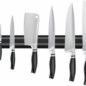 Porte-couteau magnétique en acier inoxydable noir 38 cm - Range-couteaux élégant pour votre cuisine - YYV