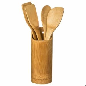 Pot à Ustensiles 5five avec 4 Spatules en Bambou - Élégance et Praticité pour Votre Cuisine