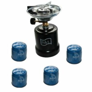 Réchaud à gaz S&R avec 4 cartouches 190g - Parfait pour vos aventures camping !