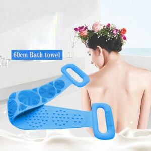 Serviette de bain magique en silicone - Exfoliante et massante, 20x60 cm - Douche bleue