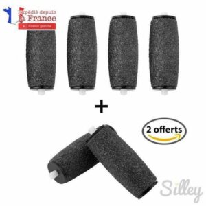 Pack Silley 4+2 Rouleaux Ponceurs Micro Minéraux Extra Exfoliant pour Scholl Velvet Smooth Express Pedi