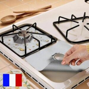 SIMPLISIM : Set de 4 Feuilles Aluminium Réutilisables pour Protection de Gazinière - Plaques Anti-Salissures