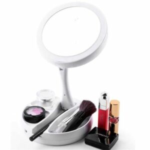 Miirroir Maquillage LED 10X Double Face Pliable - Grossissant pour Beauté & Soins de Peau (Câble USB Inclus)