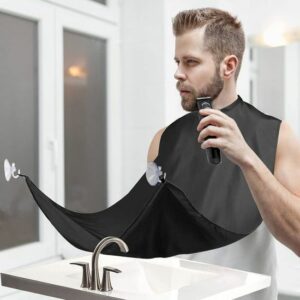 Tablier à Bavette Barbe Noir avec Ventouses - Cadeau Idéal pour Papa et Hommes Amateurs de Soins