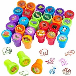 Coffret de 60 Tampons Autocolorants Animaux Multicolores pour Enfants - Faciles et Portables !