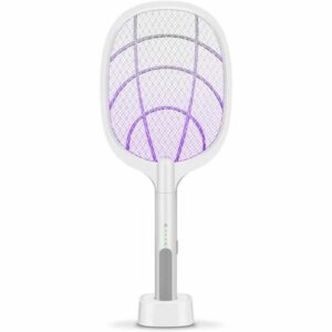 Tapette à mouches électrique USB 3000V - Rechargeable 1200mAh avec LED, idéale pour intérieur et extérieur