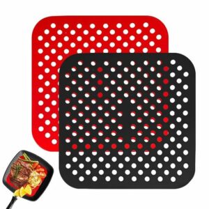 Tapis de friteuse à air en silicone - Lot de 2, réutilisables et anti-adhésifs, 8,5'' carré