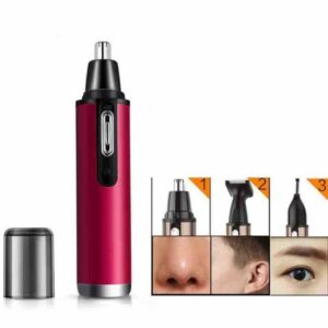 Tondeuse 3 en 1 Électrique : Nez, Oreilles et Barbe - Épilateur Étanche Rose Rouge pour Un Rasage Précis