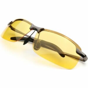Lunettes de Vision Nocturne UV400 Polarisées Jaunes - Clip Noir Jour et Nuit pour Conduite Sécurisée