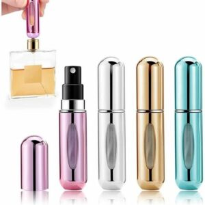 Lot de 4 Vaporisateurs Parfum Rechargeables 5ml - Flacons Voyage Pratiques pour Femmes et Hommes
