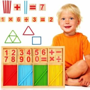 WELLXUNK Jouet en Bois Mathématique - Bâtons à Compter pour Enfants, Apprentissage Numérique Amusant