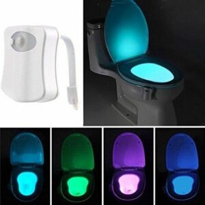 Leeko Lampe de Toilette LED - Veilleuse 8 Couleurs, S'adapte à Toutes Cuvettes, Flexibilité 270° en ABS