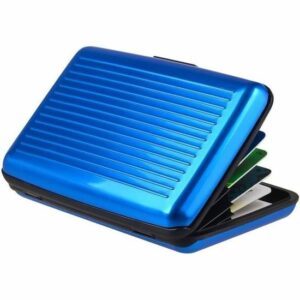 Housse de Rangement Universelle Zodaca® en Aluminium - Étui Porte-Carte Bleu pour Cartes de Crédit et Visite