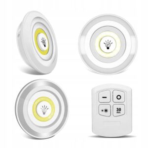 Éclairage LED pour Meubles – Spot Sous Meuble 3W, Blanc Froid, Sans Fil avec Télécommande, 1 Contrôleur, Lot de 3 Lampes