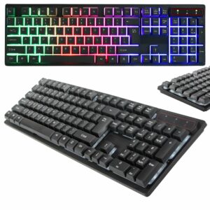 Clavier Gamer Rétro-Éclairé USB – LED - Gaming pour PC Fixe et Ordinateur Portable, Idéal Débutants et Joueurs Confirmés