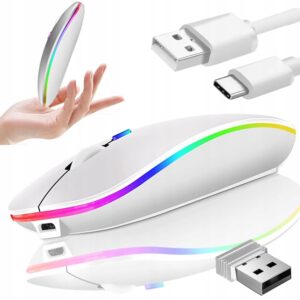 Souris blanche Optique SANS FIL led Slim 2.4 GHz Bluetooth pour PC-mac– Contrôle Précis  et Confort Ergonomique