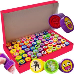 Coffret 60 tampons encreur coloriage enfants animaux, emoji etc motifs différent fille, garçon