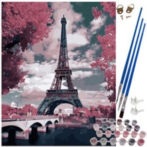 Kit de Peinture par Numéros TOUR EIFFEL 40x50 cm pret à l'emploi toile et cadre en bois inclus- pour enfants et adultes
