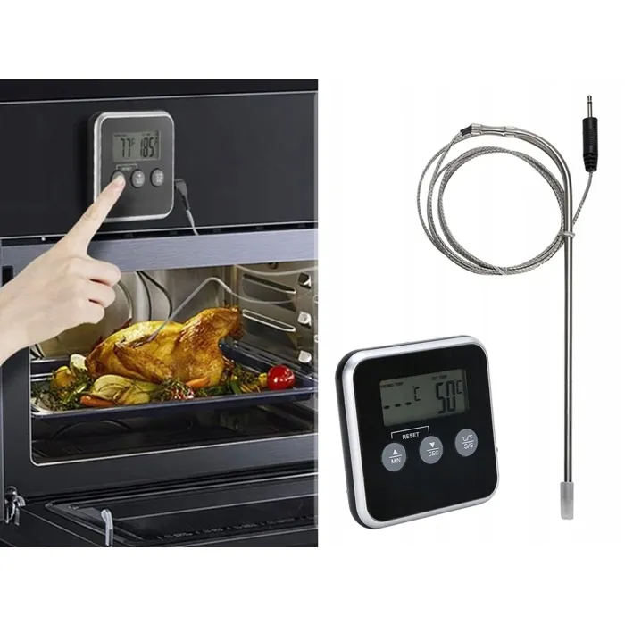 Cobye - Thermomètre digital viande fumoir cuisson four barbecue avec thermosonde minuterie alarme LCD- -50° C à +250° C – Image 2