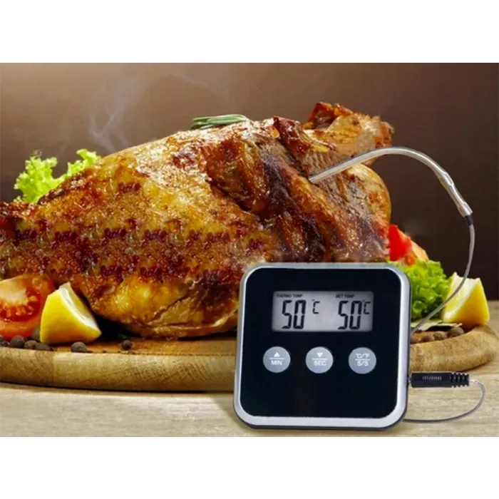 Cobye - Thermomètre digital viande fumoir cuisson four barbecue avec thermosonde minuterie alarme LCD- -50° C à +250° C – Image 3