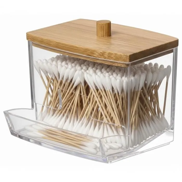 Distributeur hygiénique de coton tiges + 400 cotons tiges en bambou naturel écologique - pratique – Image 3