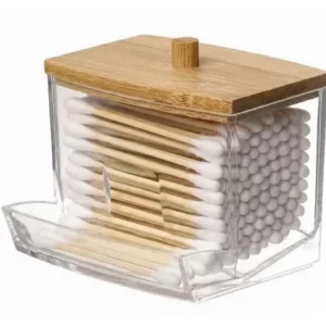 Distributeur hygiénique de coton tiges + 400 cotons tiges en bambou naturel écologique - pratique